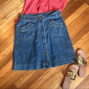 Button Down Jean Skirt with Pockets